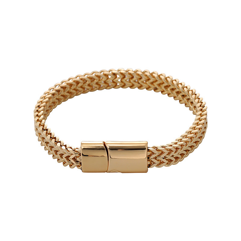 Wholesale Hip-hop Stainless Steel Front and Back 8*4mm Fish Scale Double Row Front and Back Punk Bracelet